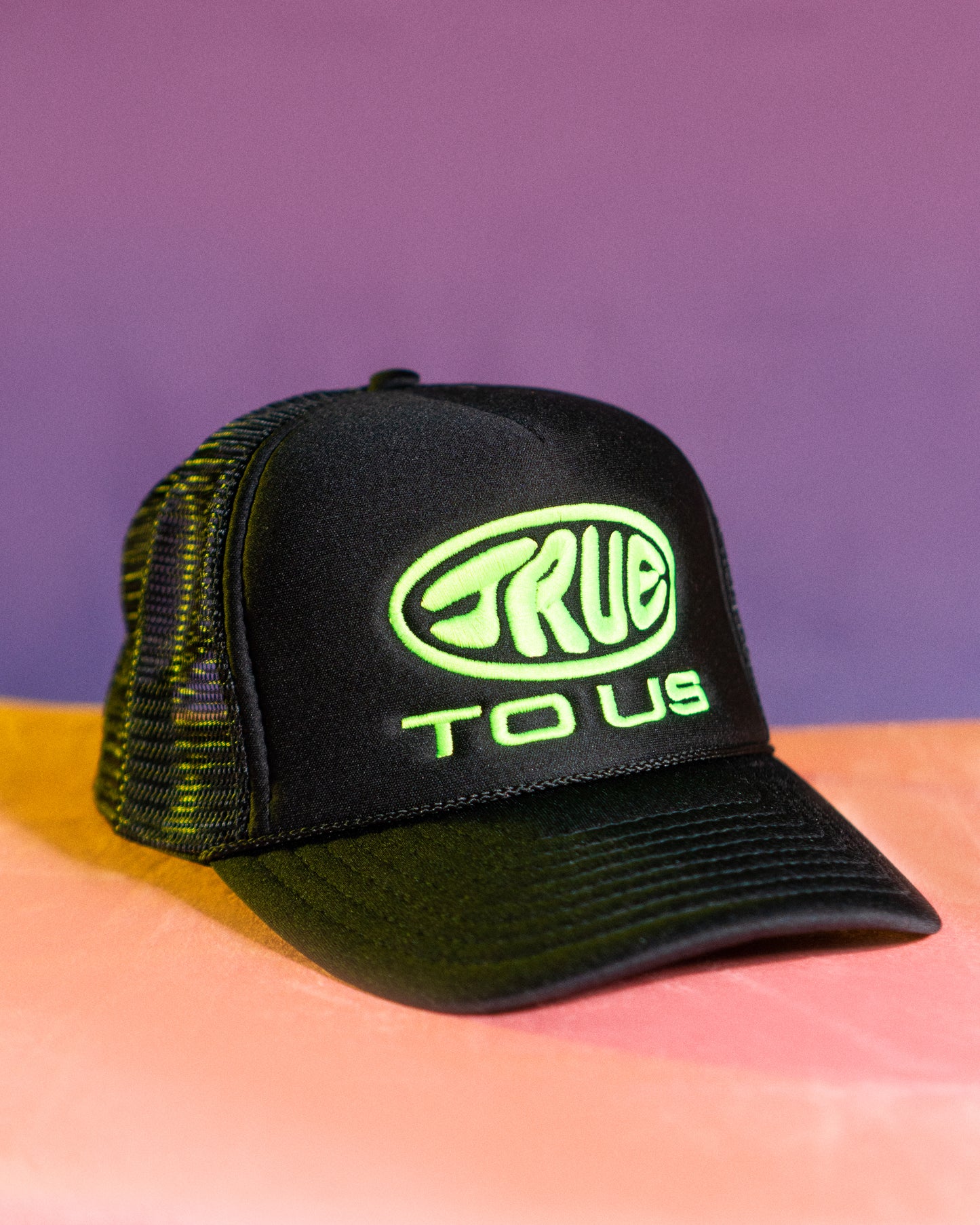 True to Us Logo Trucker in Black